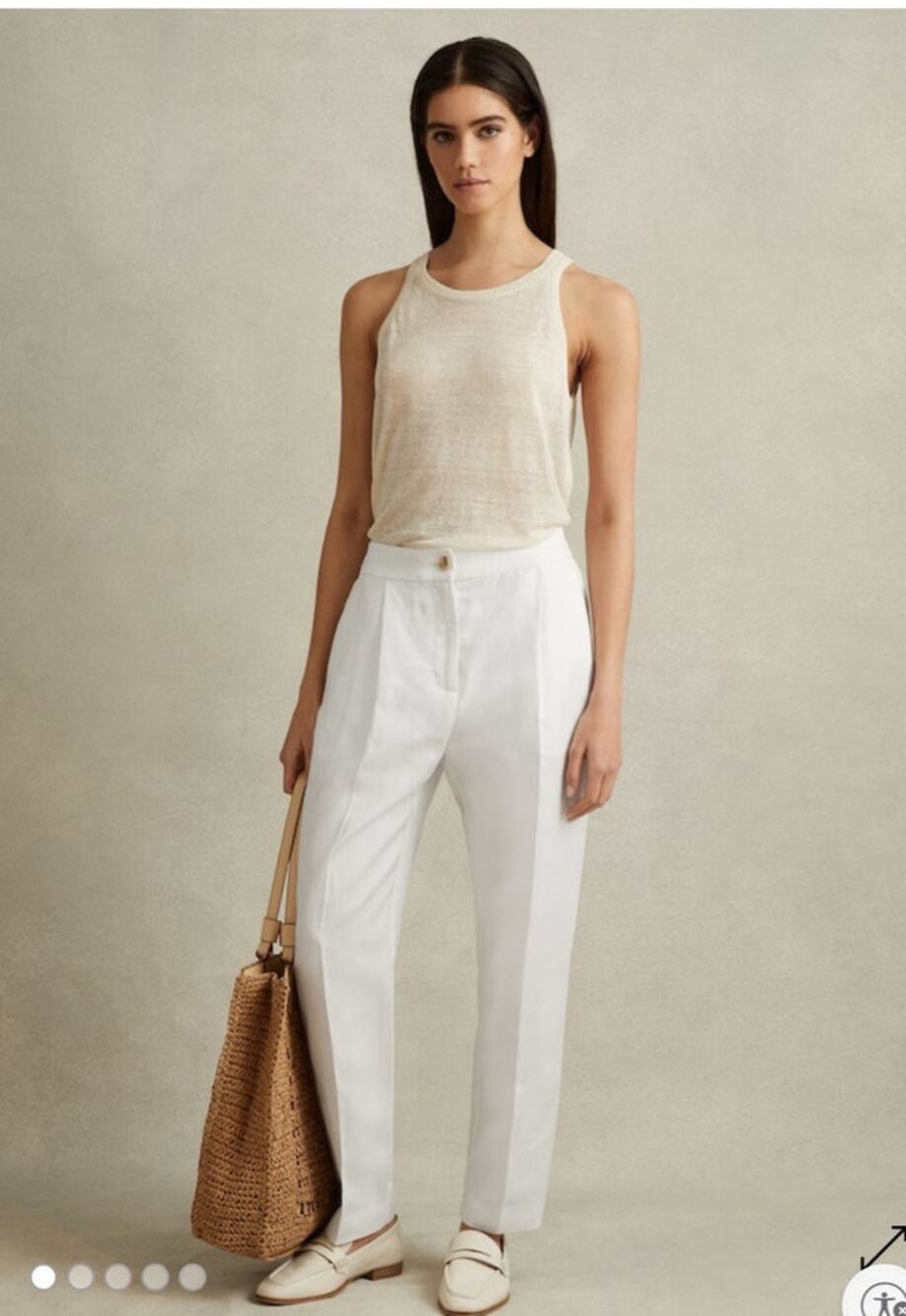 Reiss Farrah Tapered Suit Trousers with TENCEL™ Fibers in White